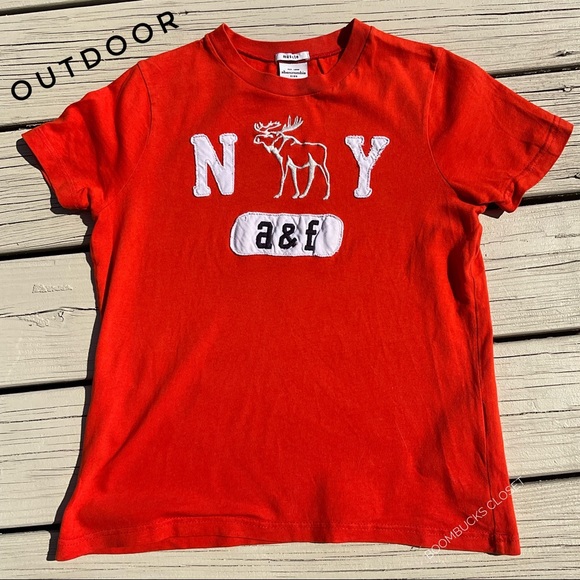 Abercrombie and Fitch Boys Orange T shirt , Embroidered Logo. Size M 100% Cotton - Picture 4 of 11